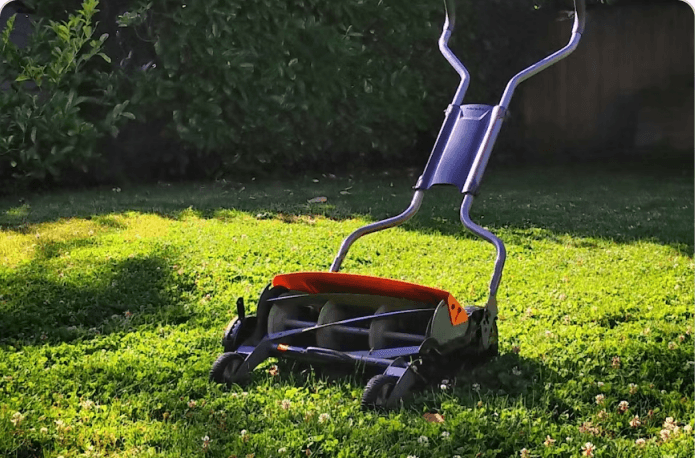 Push mower on a lawn