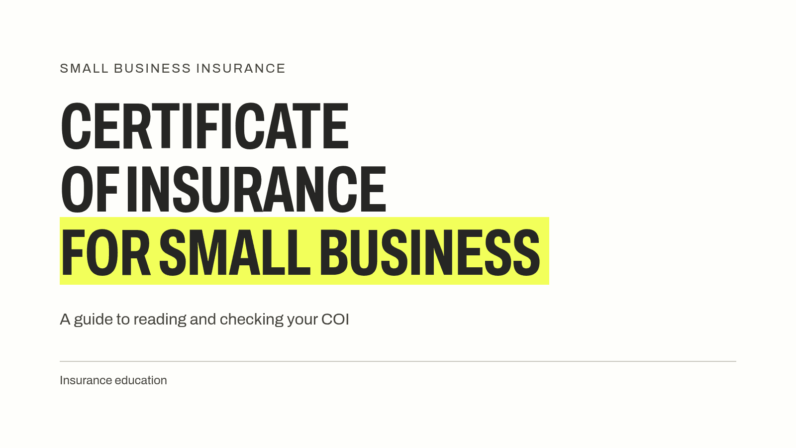 Certificate of insurance for small business